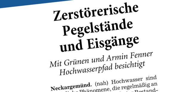 Presseartikel: Unterwegs auf dem Hochwasserpfad am Neckar